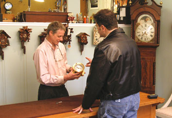 Customer at sales counter